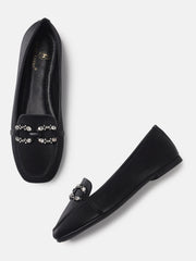 Marc Loire Womens Black Embellished Ballerinas