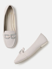 Marc Loire Womens Cream Embellished Ballerinas