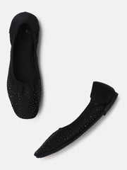 Marc Loire Womens Black Embellished Ballerinas