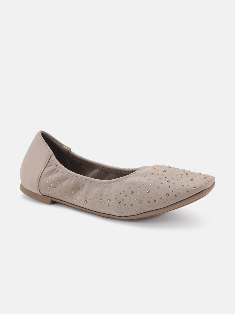Marc Loire Womens Taupe Embellished Ballerinas