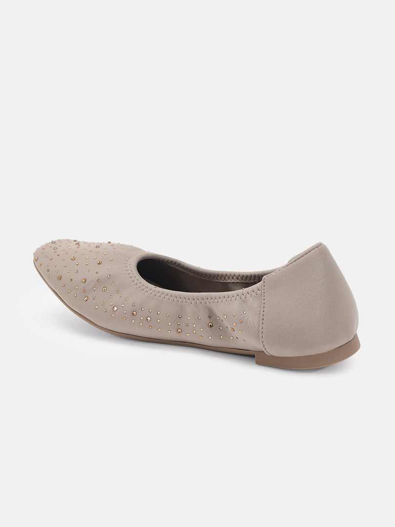 Marc Loire Womens Taupe Embellished Ballerinas