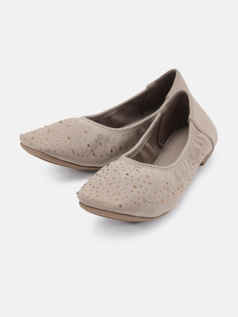 Marc Loire Womens Taupe Embellished Ballerinas