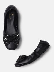 Marc Loire Womens Black Embellished Ballerinas