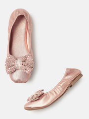 Marc Loire Womens Rose Gold Embellished Ballerinas