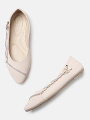Marc Loire Womens Cream Embellished Ballerinas