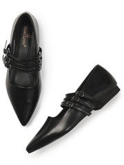 Marc Loire Womes Black Slip-On TPR Sole Ballerinas