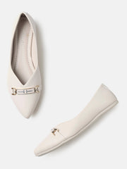 Marc Loire Womens Cream Embellished Ballerinas