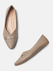 Marc Loire Womens Taupe Embellished Ballerinas