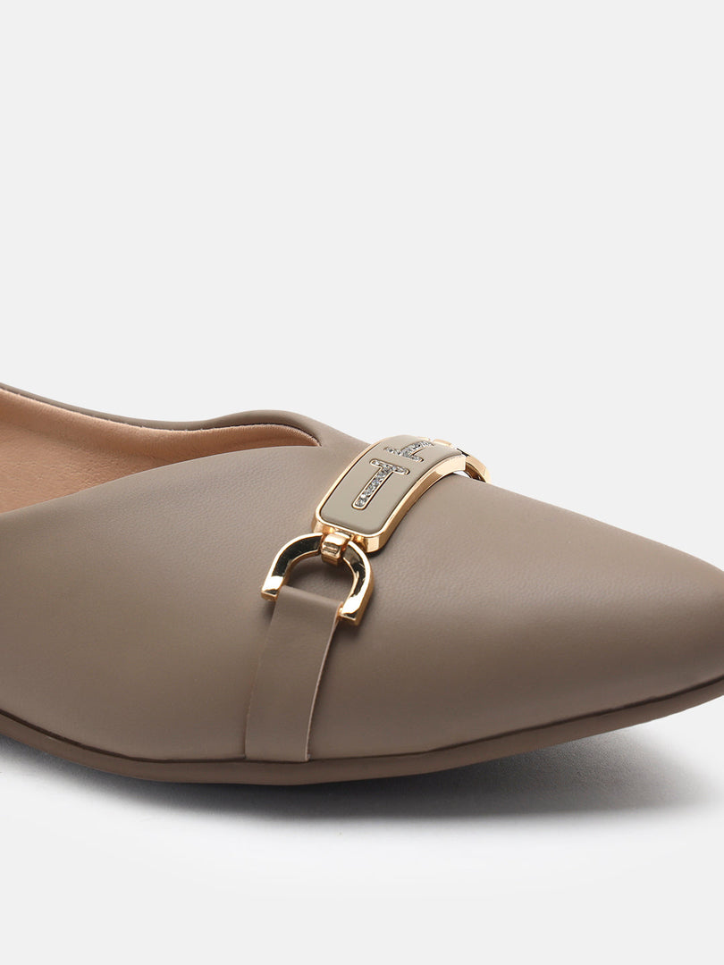 Marc Loire Womens Taupe Embellished Ballerinas