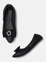 Marc Loire Womens Black Embellished Ballerinas