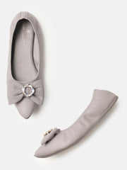Marc Loire Womens Grey Embellished Ballerinas