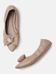 Marc Loire Womens Beige Embellished Ballerinas