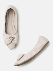 Marc Loire Womens Cream Embellished Ballerinas