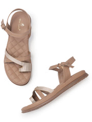 Marc Loire Womes Beige Solid Open Toe Flats