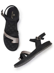 Marc Loire Womes Black Solid Open Toe Flats