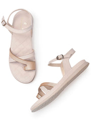 Marc Loire Womes Cream Solid Open Toe Flats