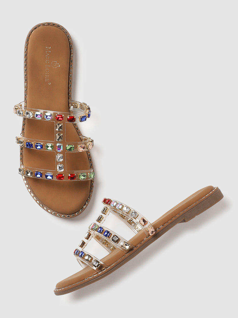 Embellished-Ethnic-Open Toe Flats