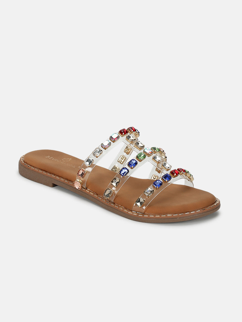 Embellished-Ethnic-Open Toe Flats