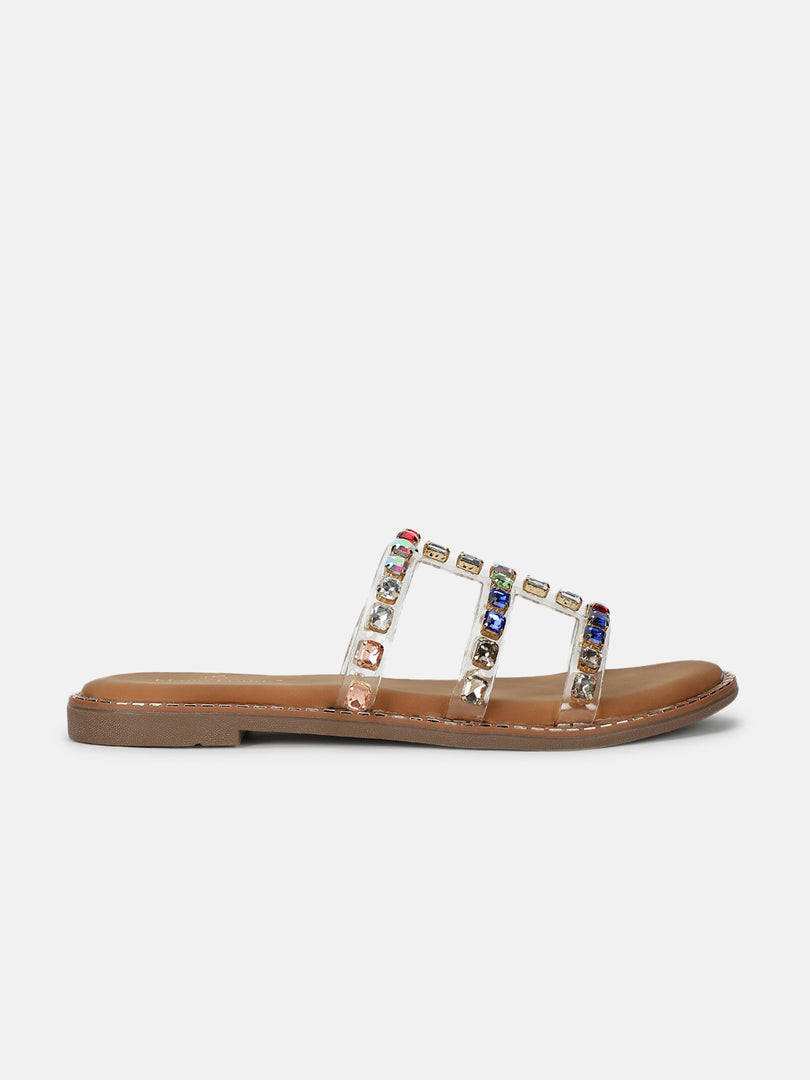 Embellished-Ethnic-Open Toe Flats