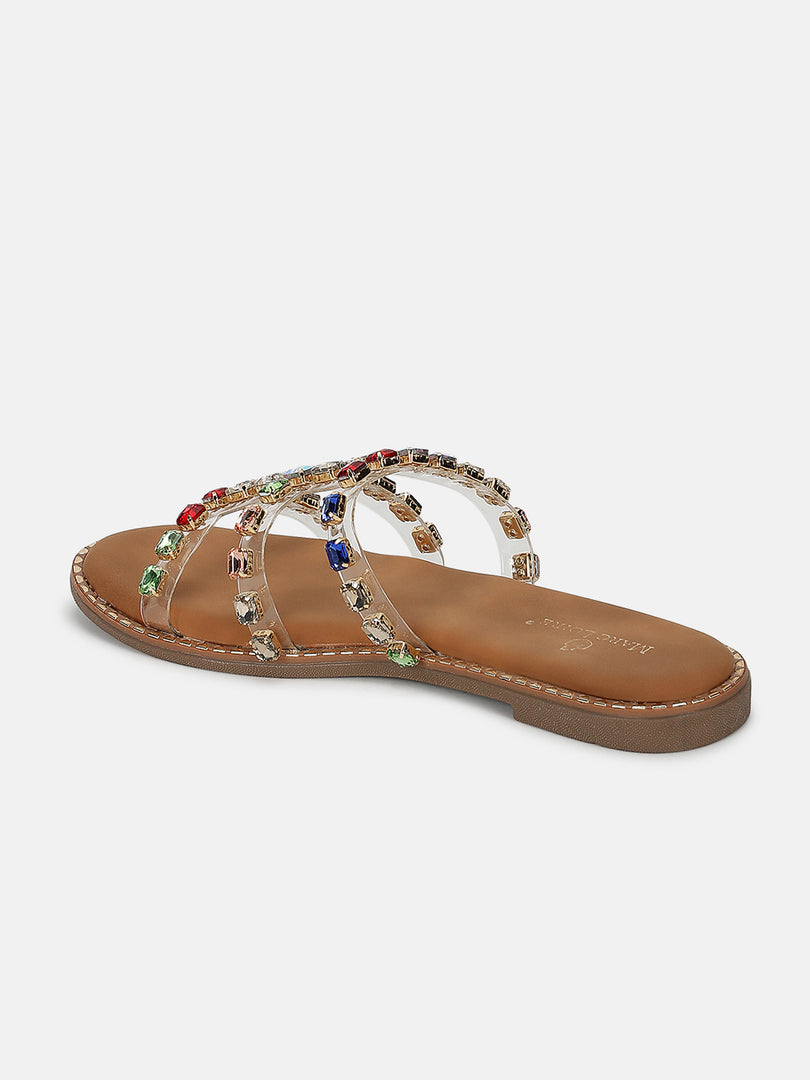 Embellished-Ethnic-Open Toe Flats