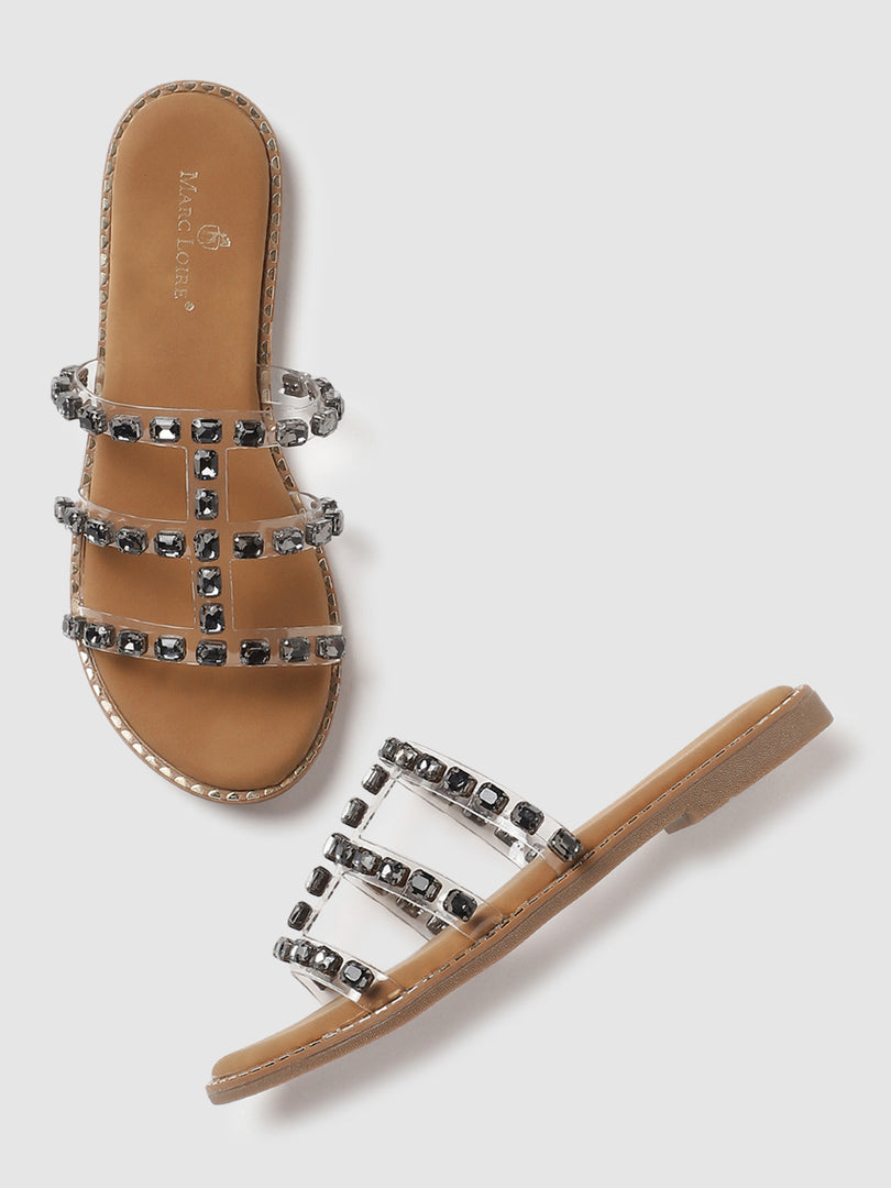Embellished-Ethnic-Open Toe Flats
