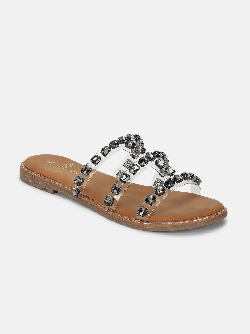 Embellished-Ethnic-Open Toe Flats