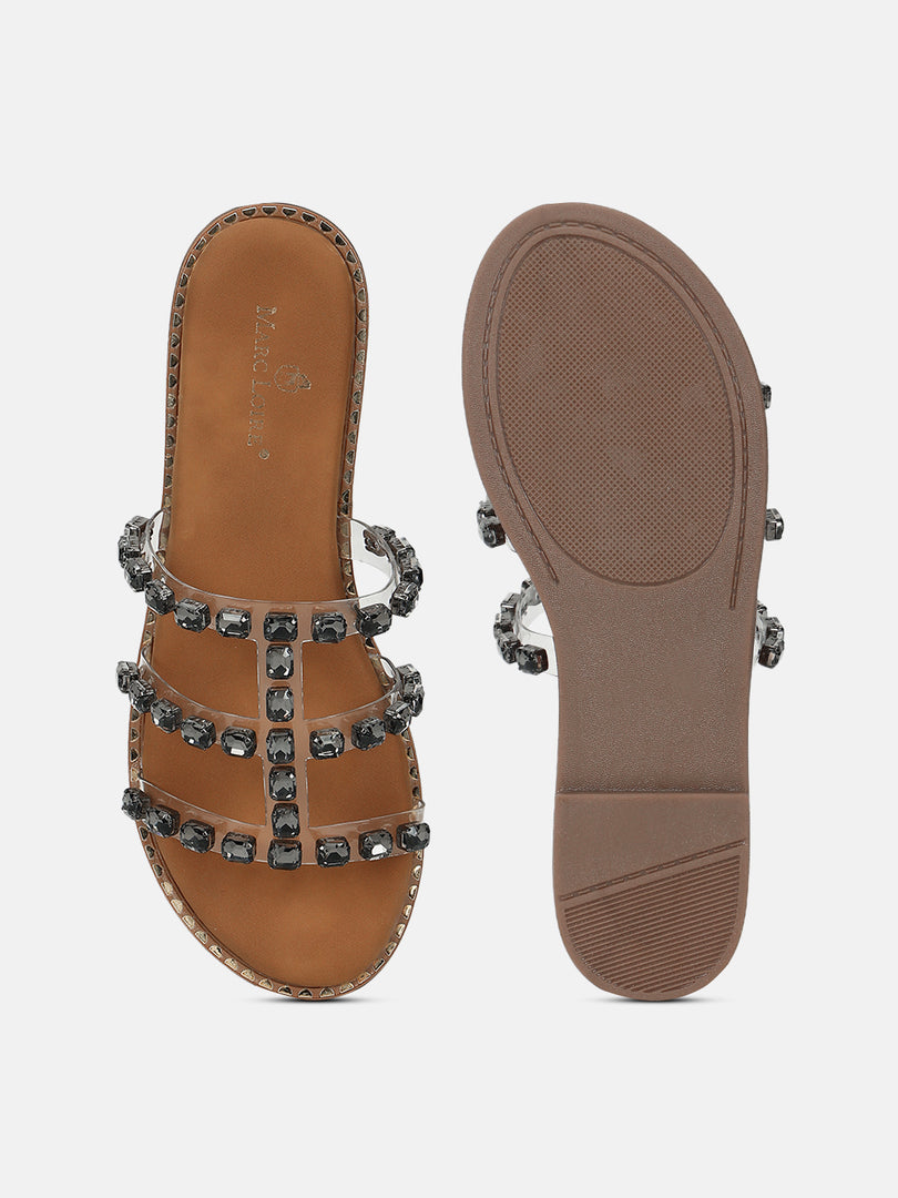 Embellished-Ethnic-Open Toe Flats