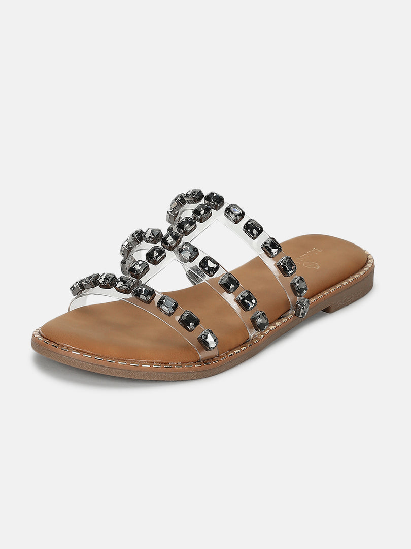 Embellished-Ethnic-Open Toe Flats