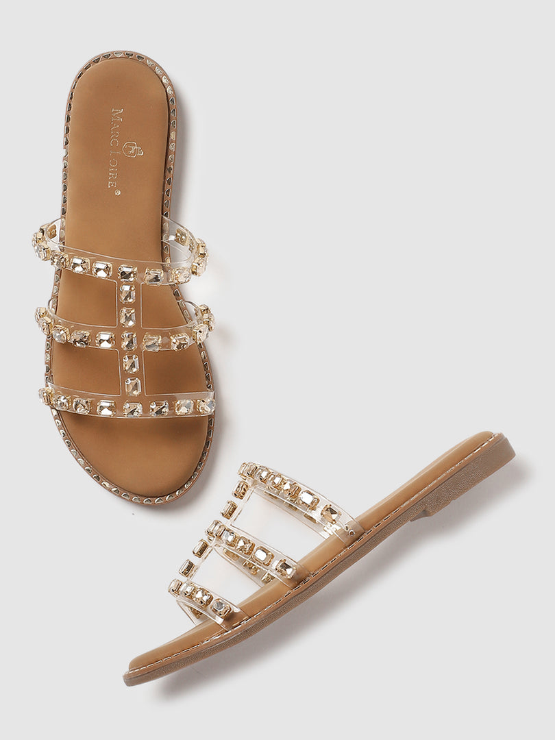 Embellished-Ethnic-Open Toe Flats