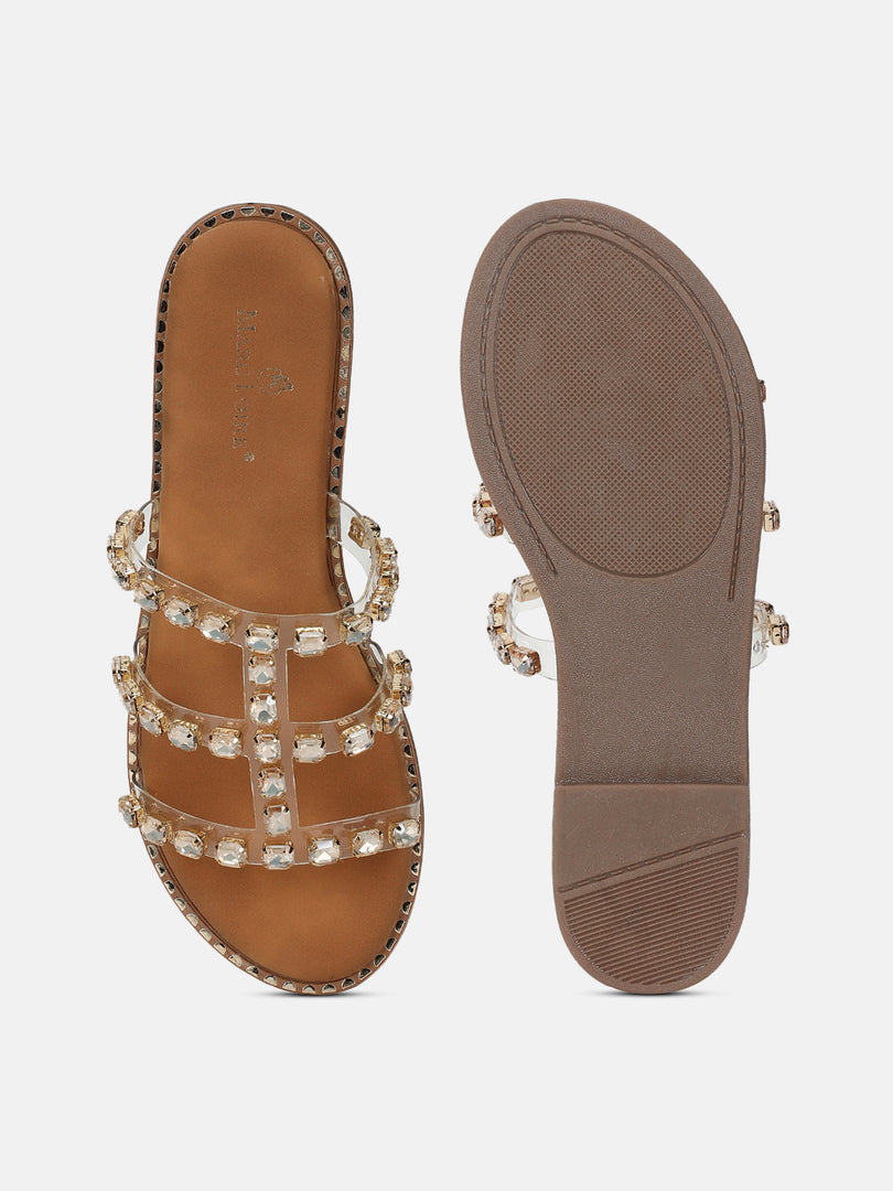 Embellished-Ethnic-Open Toe Flats