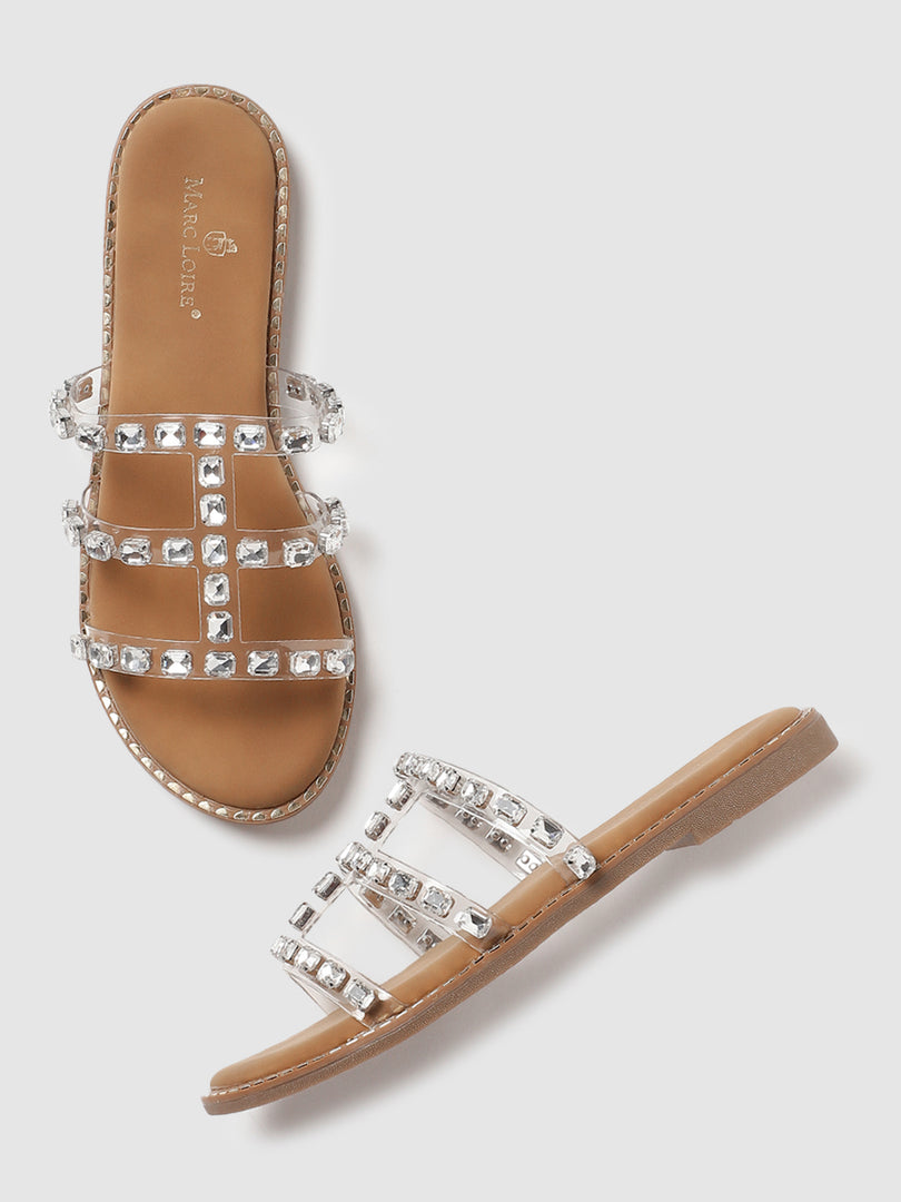Embellished-Ethnic-Open Toe Flats