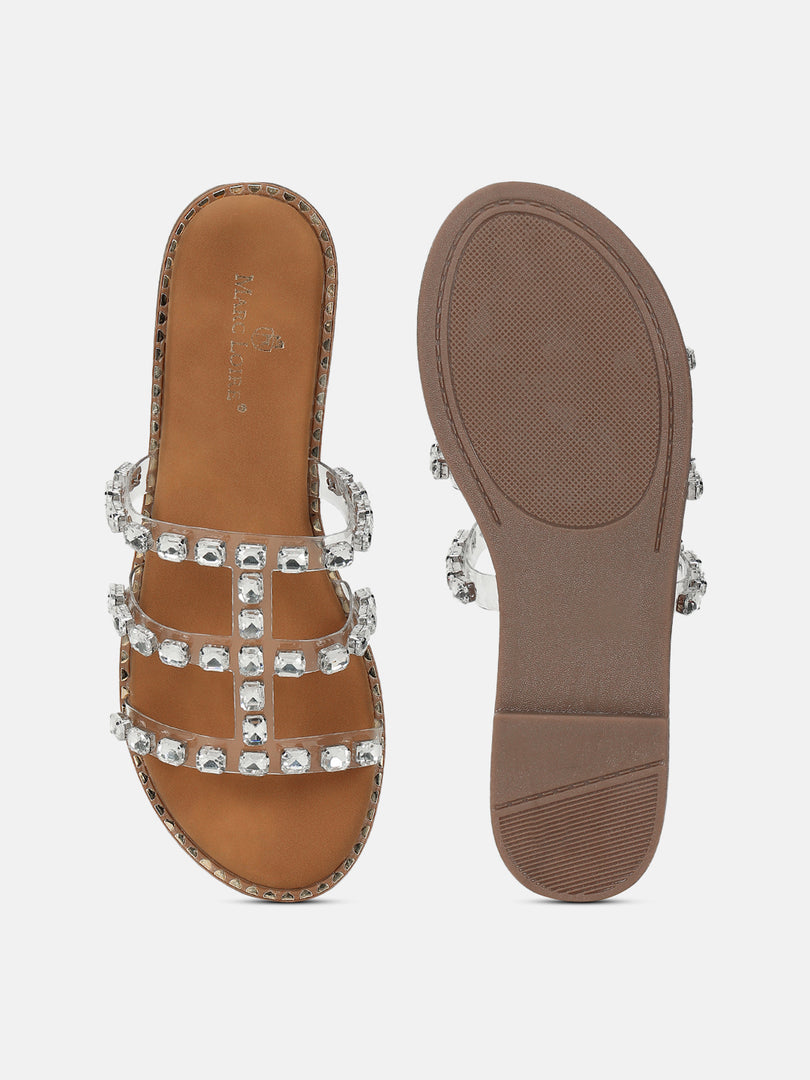 Embellished-Ethnic-Open Toe Flats