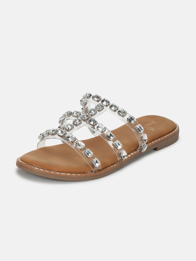 Embellished-Ethnic-Open Toe Flats