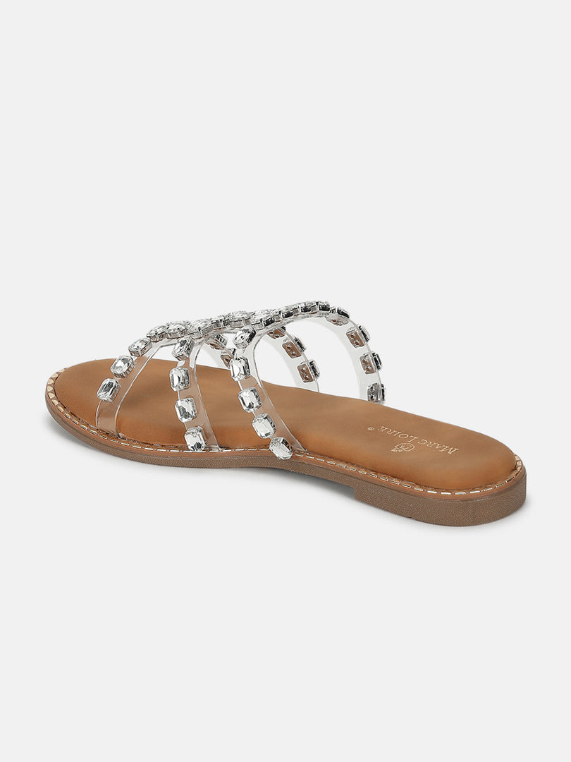 Embellished-Ethnic-Open Toe Flats