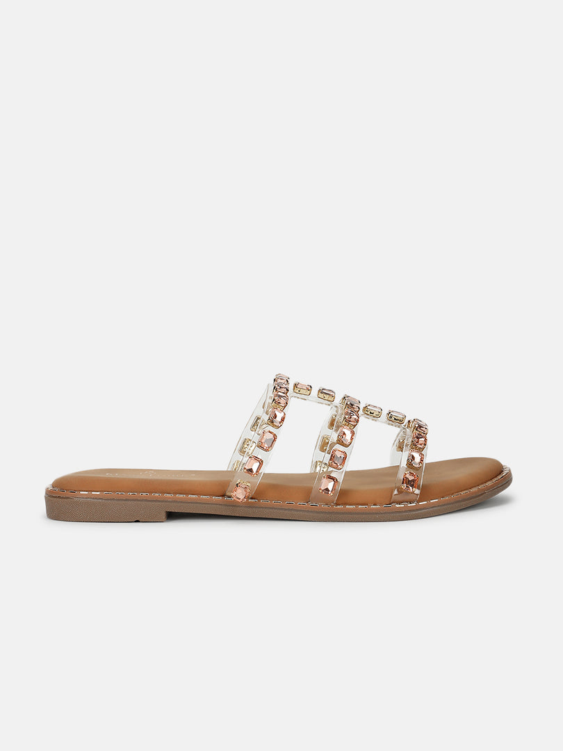 Embellished-Ethnic-Open Toe Flats
