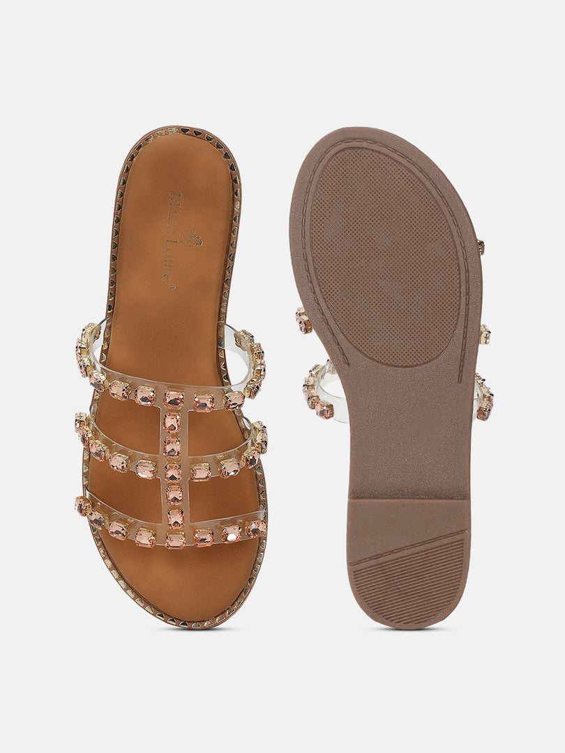 Embellished-Ethnic-Open Toe Flats