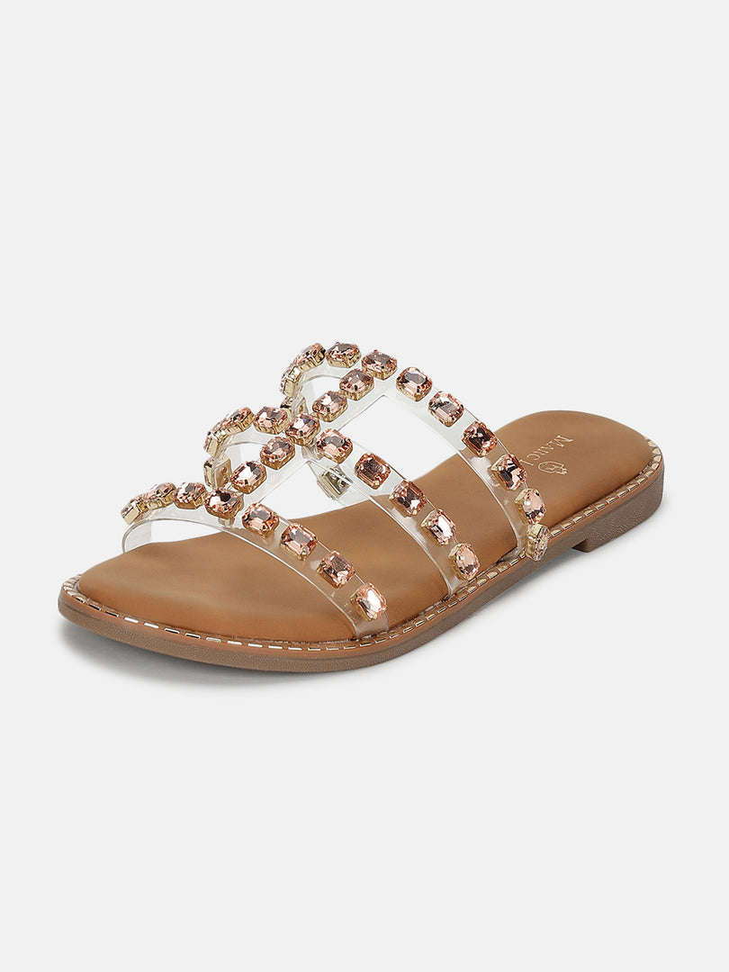 Embellished-Ethnic-Open Toe Flats