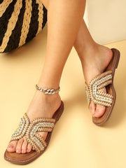 Marc Loire Women Beige Embellished Flats