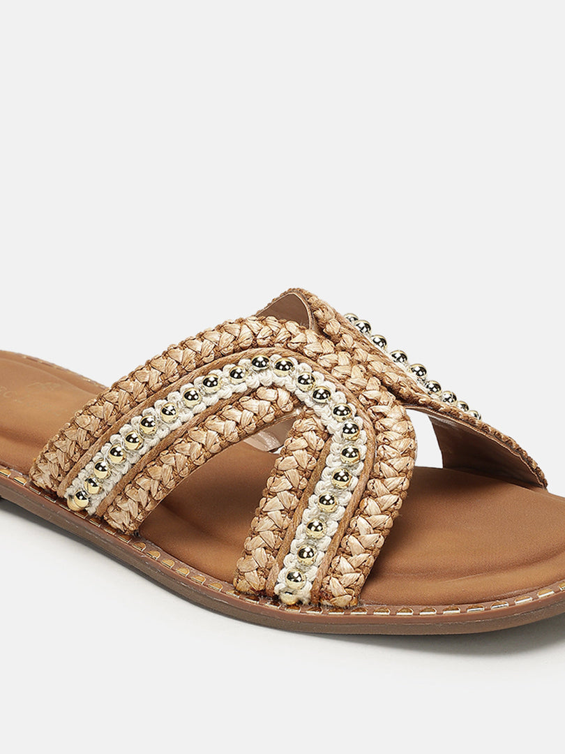 Marc Loire Women Beige Embellished Flats