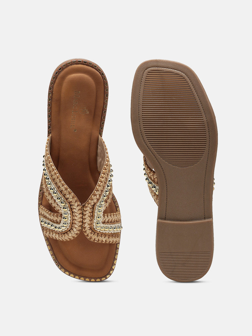 Marc Loire Women Beige Embellished Flats