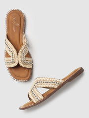 Marc Loire Women Gold Embellished Flats