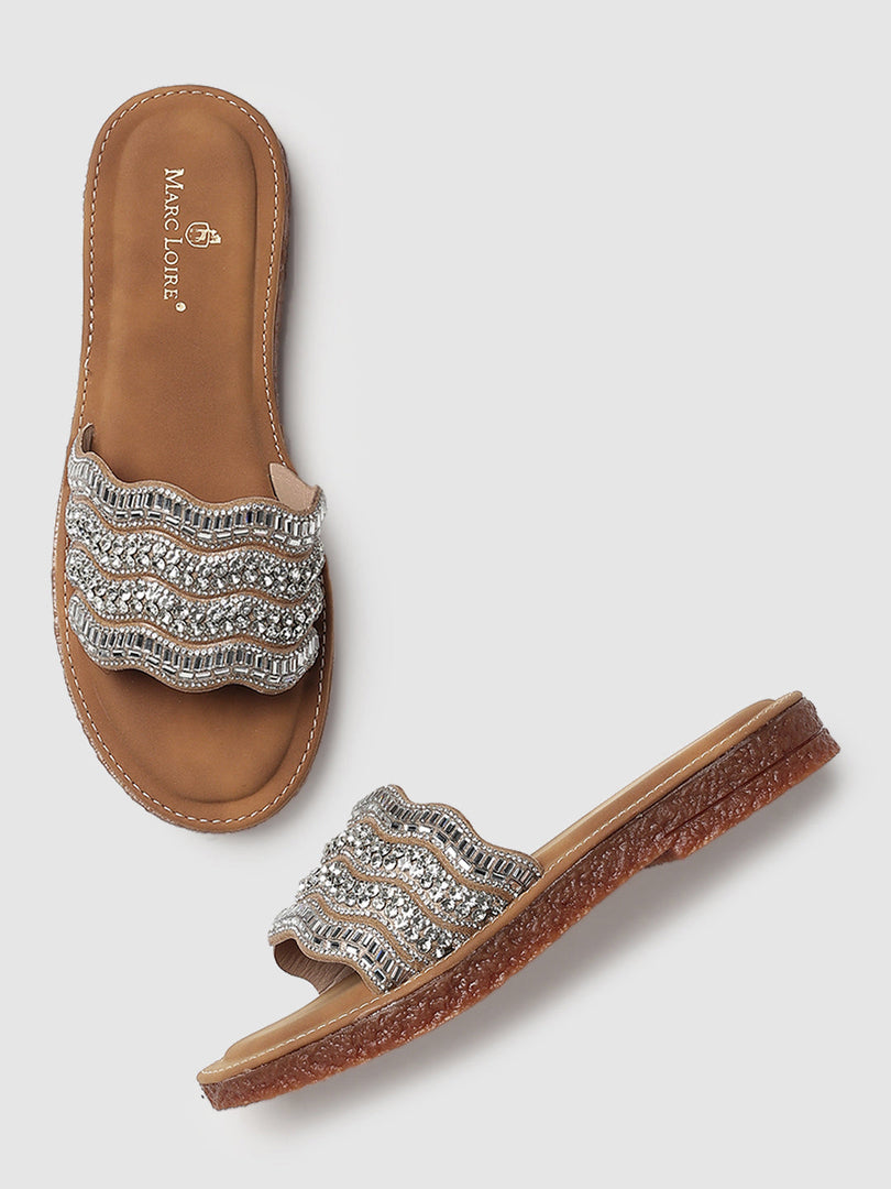 Marc Loire Women Beige Embellished Flats