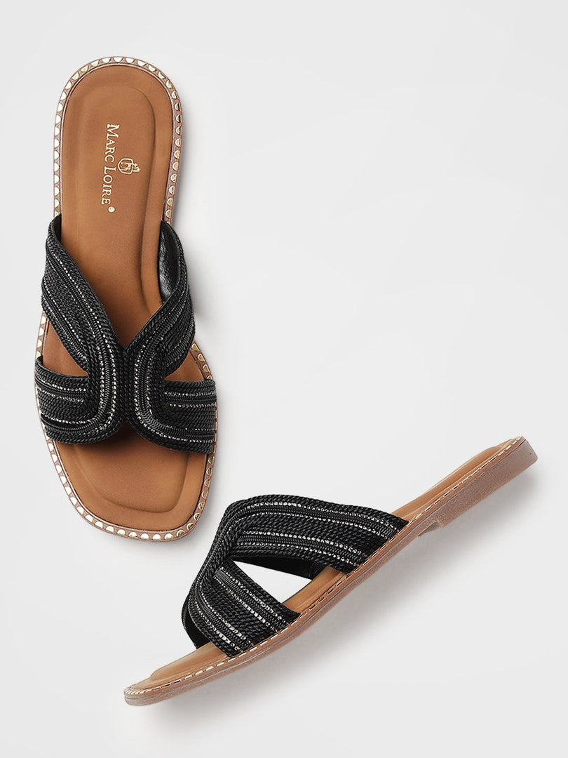 Marc Loire Women Black Embellished Flats