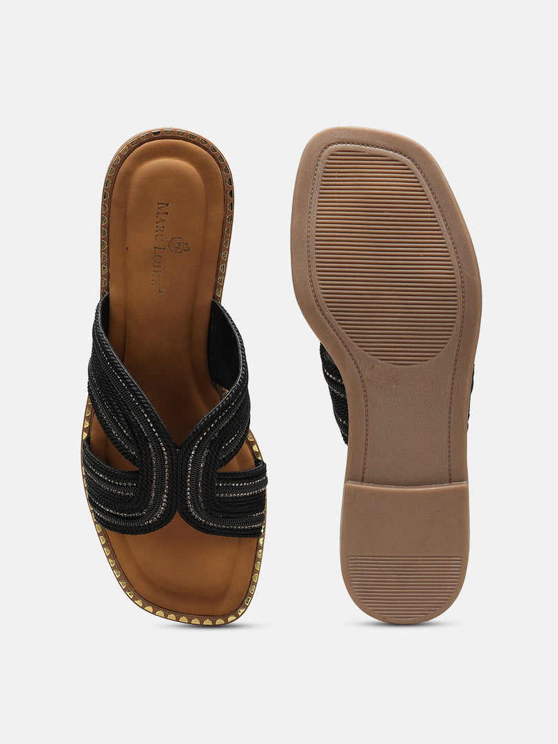 Marc Loire Women Black Embellished Flats