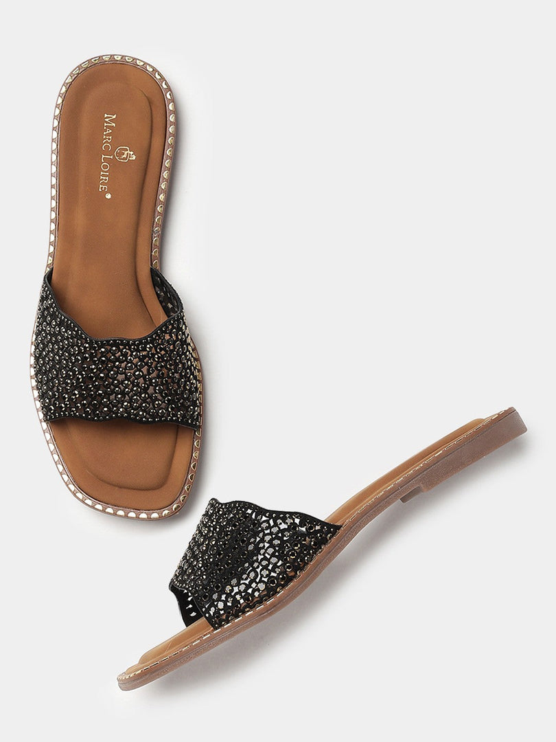 Marc Loire Women Black Embellished Flats