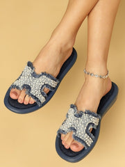 Marc Loire Women Blue Embellished Flats