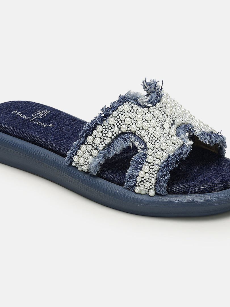 Marc Loire Women Blue Embellished Flats