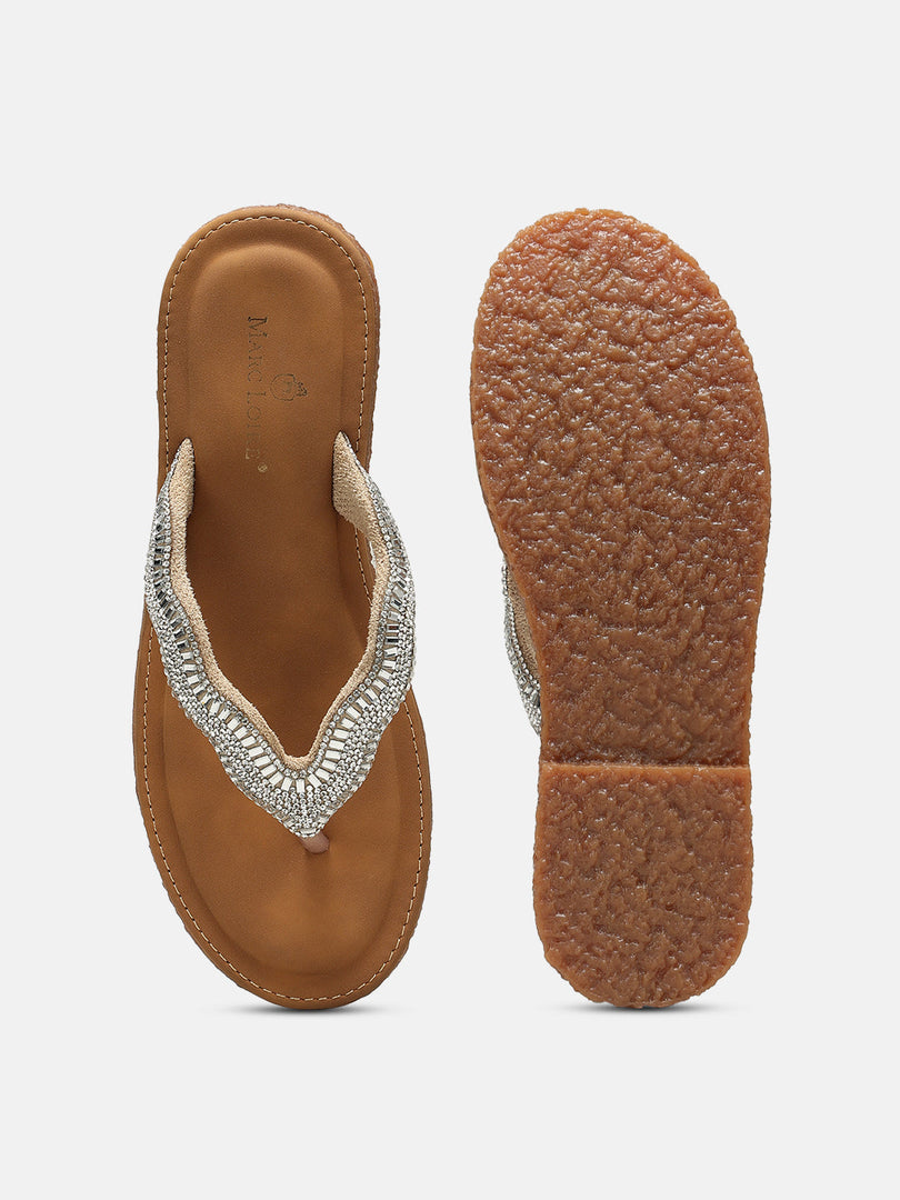 Marc Loire Women Beige Embellished Flats