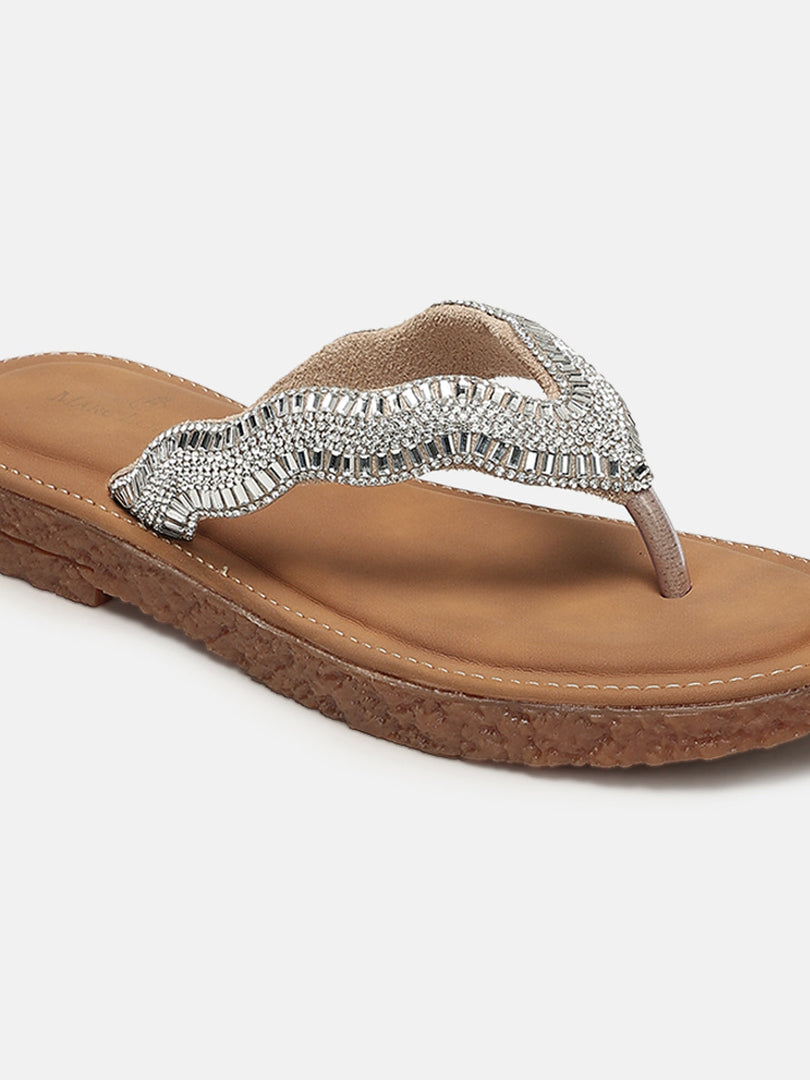 Marc Loire Women Beige Embellished Flats