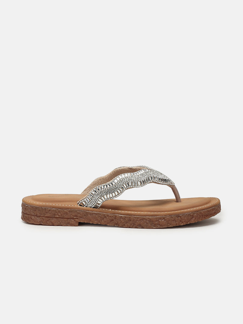 Marc Loire Women Beige Embellished Flats